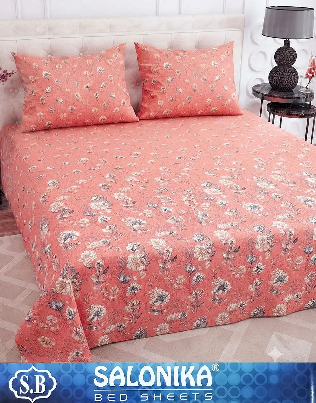 Salonika 3-Piece Mix Cotton King Size Bedsheet with Pillow Covers