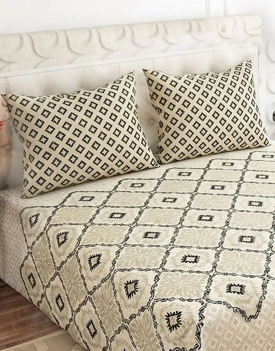 Salonika 3-Piece Mix Cotton King Size Bedsheet with Pillow Covers