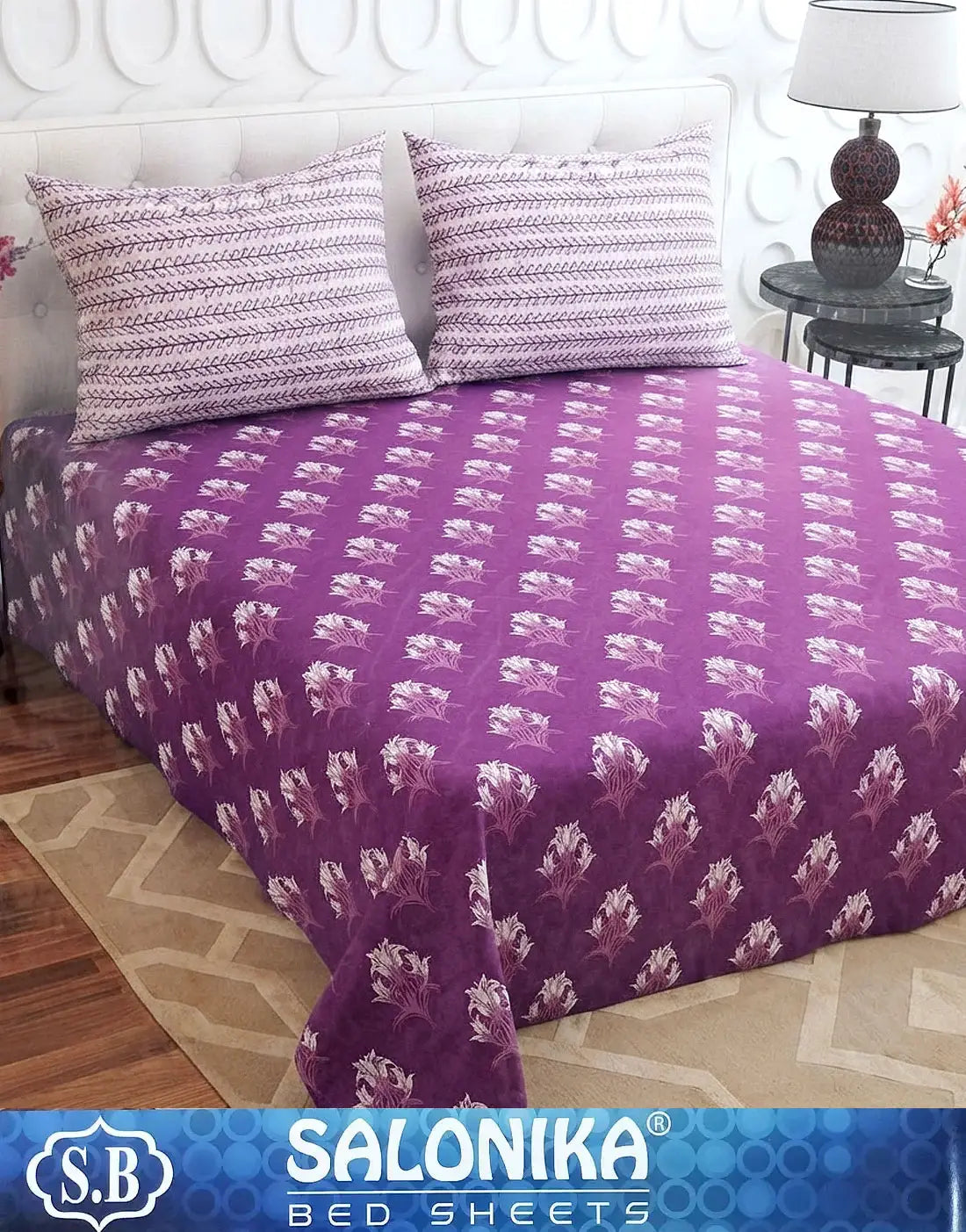 Salonika 3-Piece Mix Cotton King Size Bedsheet with Pillow Covers