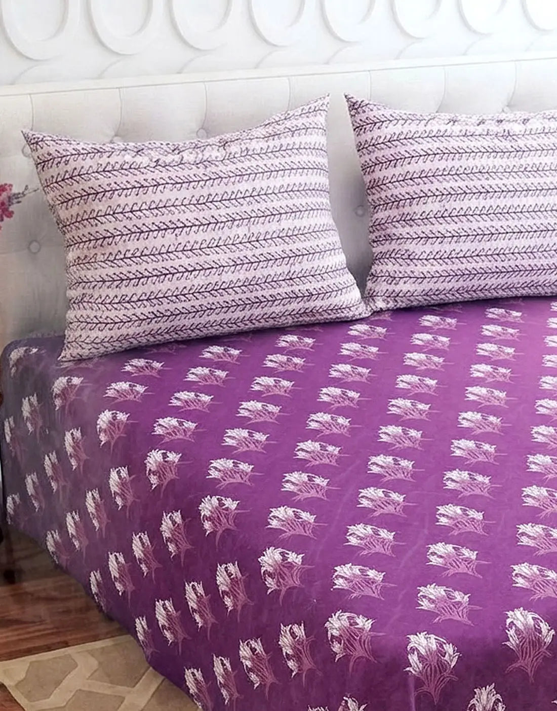 Salonika 3-Piece Mix Cotton King Size Bedsheet with Pillow Covers