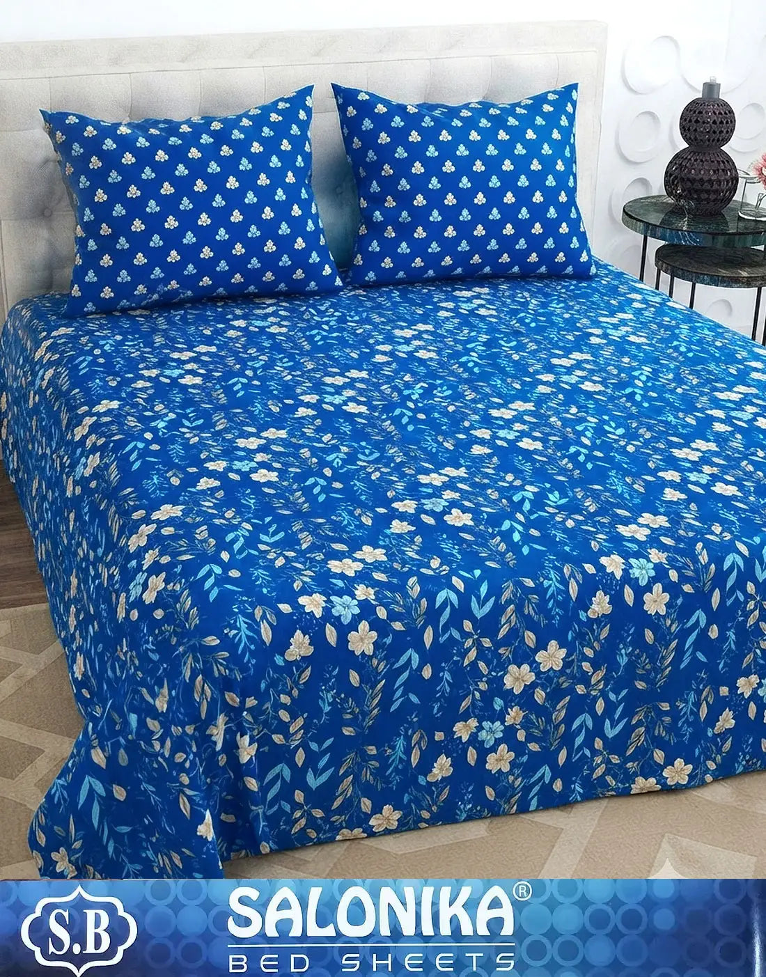 Salonika 3-Piece Mix Cotton King Size Bedsheet with Pillow Covers