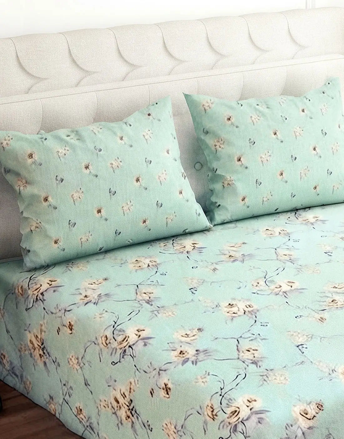 Salonika 3-Piece Mix Cotton King Size Bedsheet with Pillow Covers