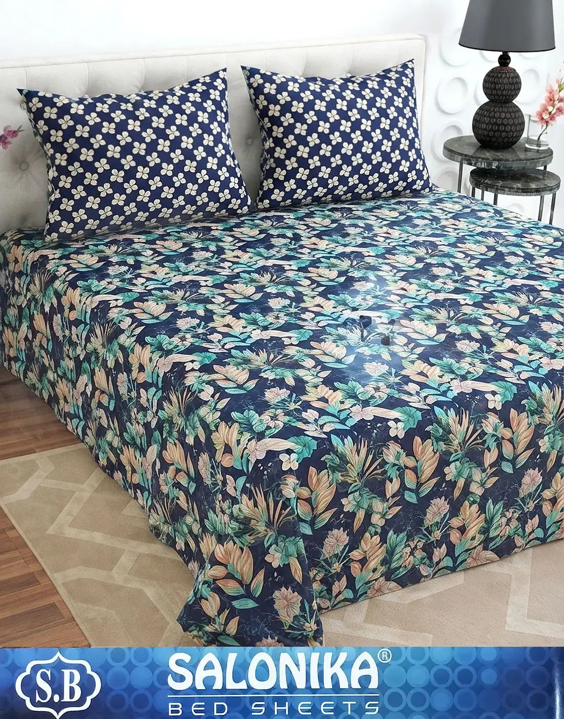Salonika 3-Piece Mix Cotton King Size Bedsheet with Pillow Covers