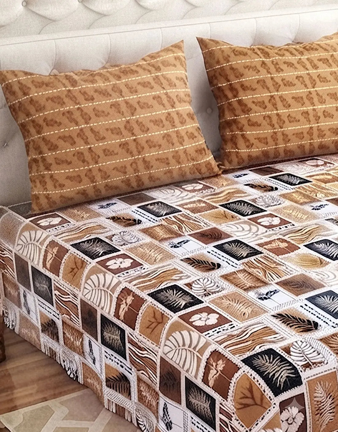 Salonika 3-Piece Mix Cotton King Size Bedsheet with Pillow Covers