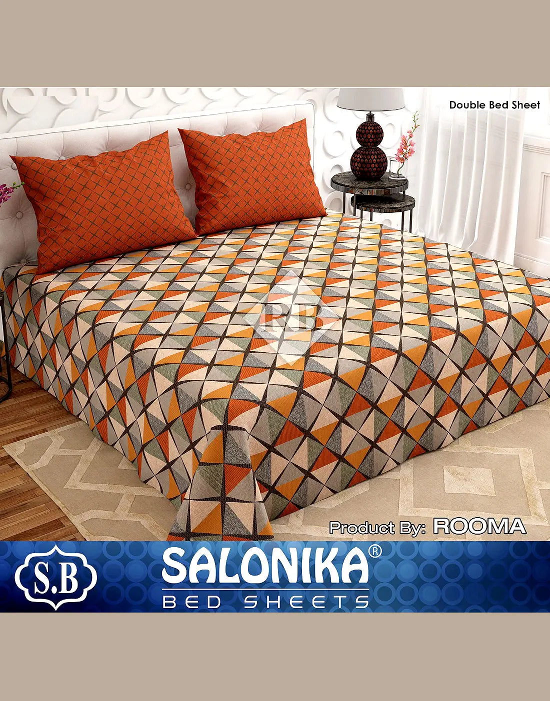 Salonika 3-Piece Mix Cotton King Size Bedsheet with Pillow Covers