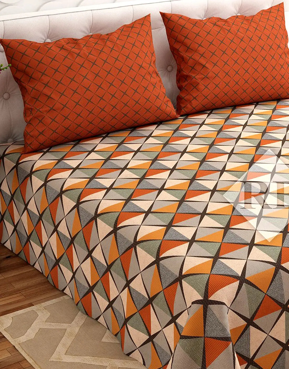 Salonika 3-Piece Mix Cotton King Size Bedsheet with Pillow Covers