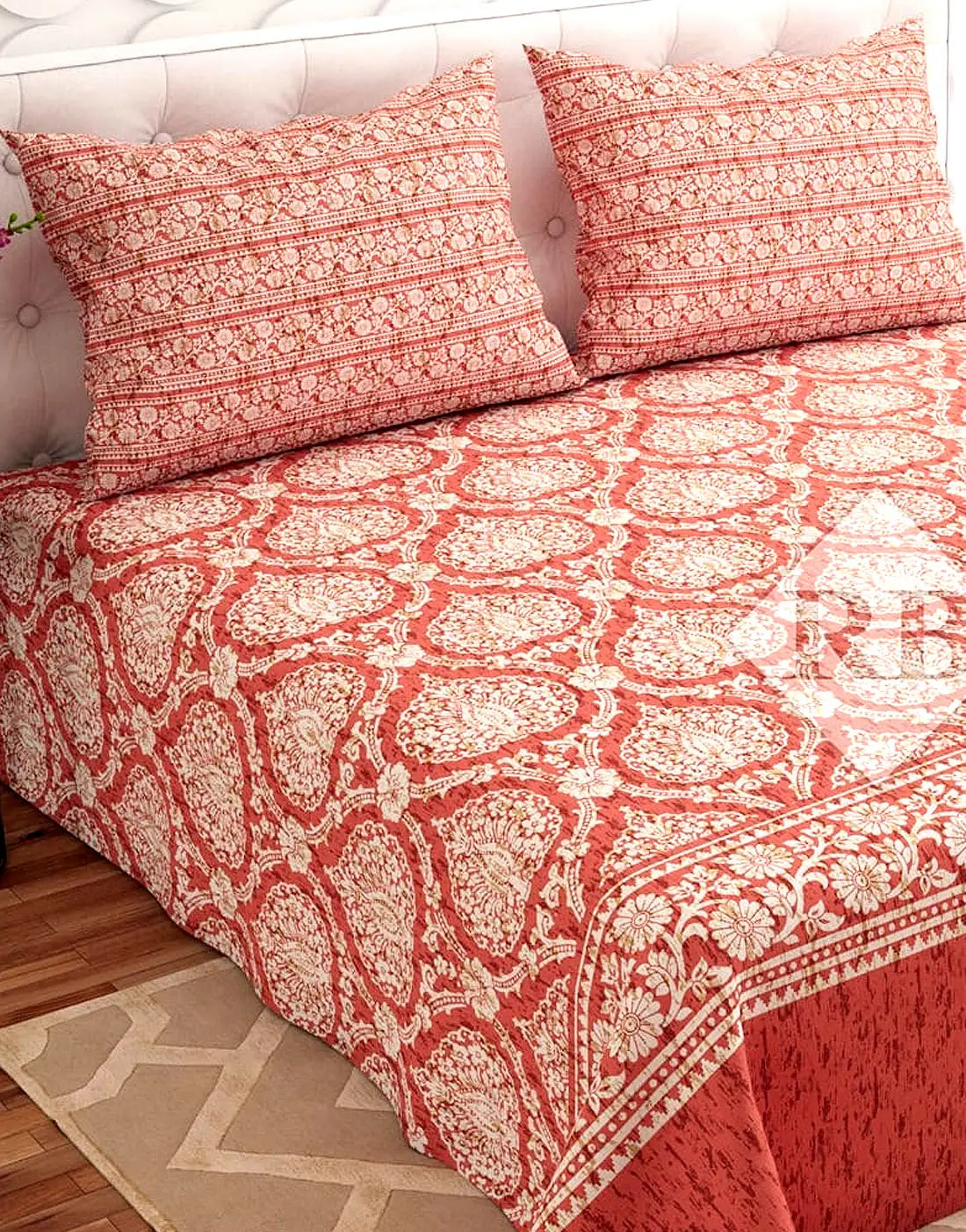 Salonika 3-Piece Mix Cotton King Size Bedsheet with Pillow Covers