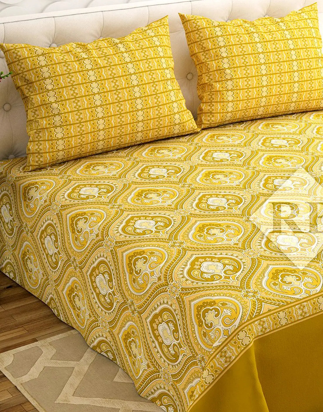 Salonika 3-Piece Mix Cotton King Size Bedsheet with Pillow Covers