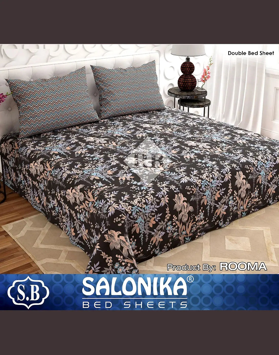 Salonika 3-Piece Mix Cotton King Size Bedsheet with Pillow Covers