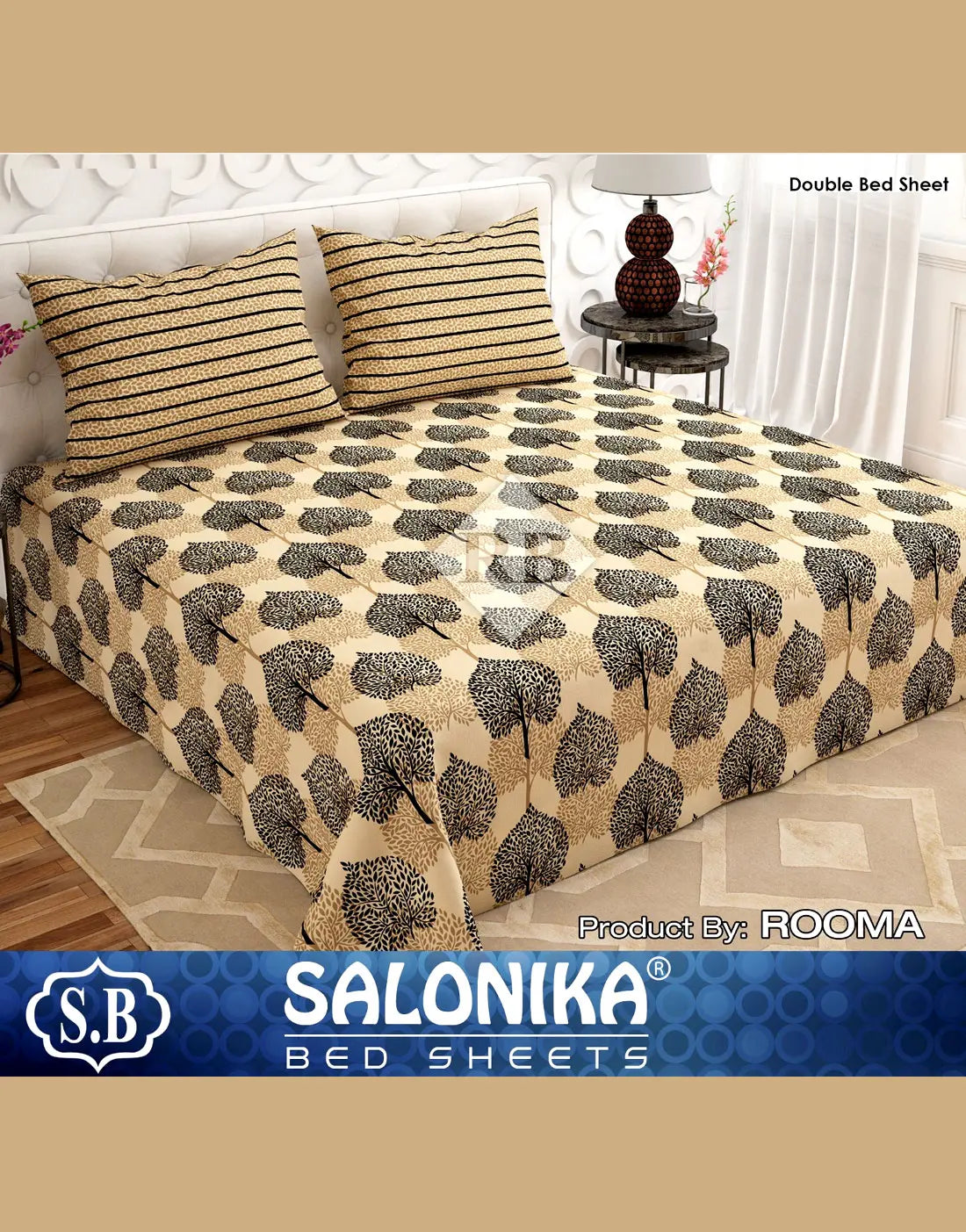 Salonika 3-Piece Mix Cotton King Size Bedsheet with Pillow Covers