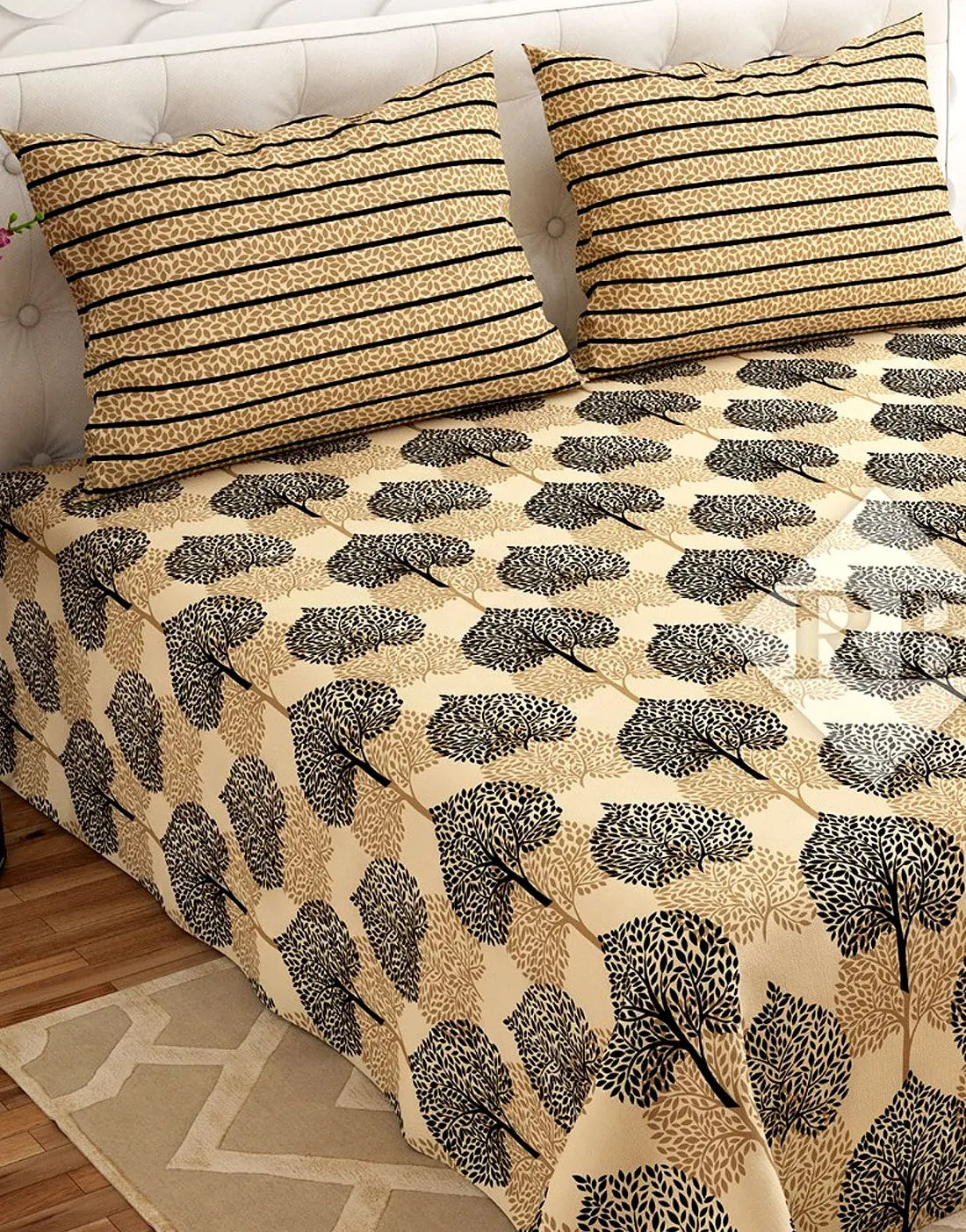 Salonika 3-Piece Mix Cotton King Size Bedsheet with Pillow Covers