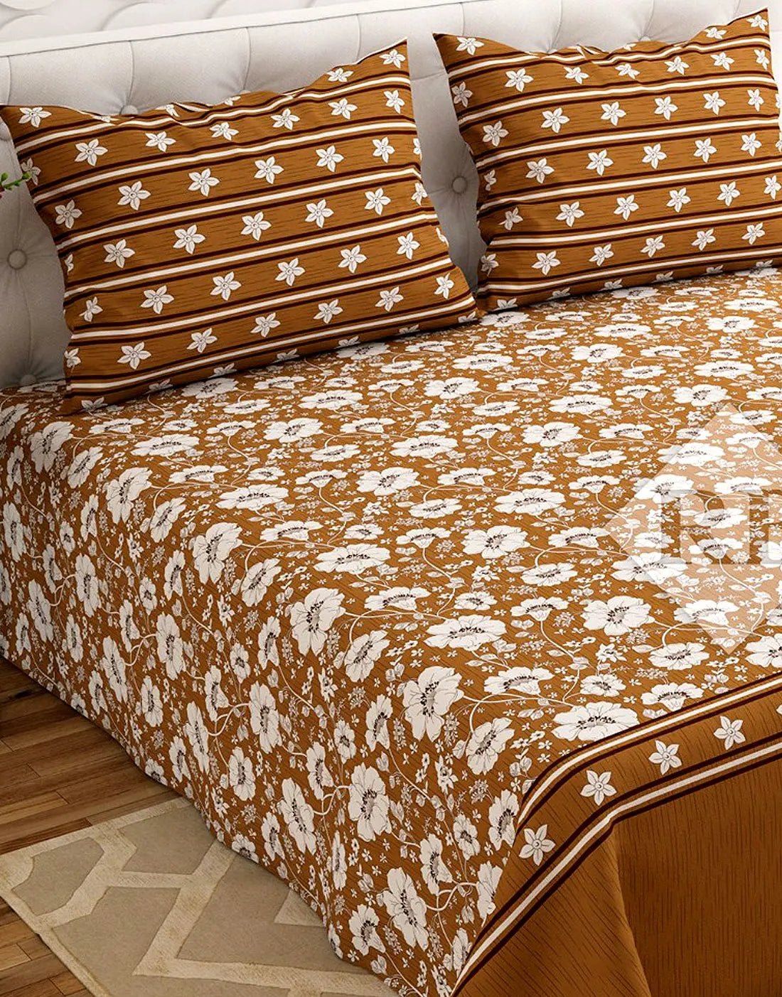 Salonika 3-Piece Mix Cotton King Size Bedsheet with Pillow Covers