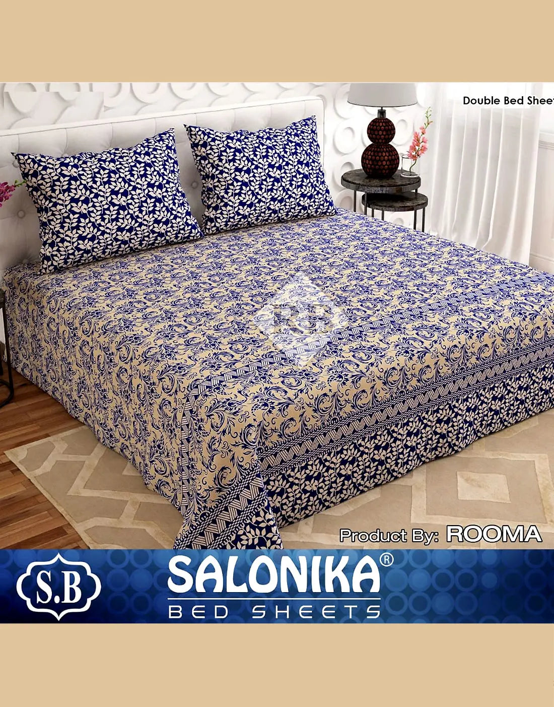 Salonika 3-Piece Mix Cotton King Size Bedsheet with Pillow Covers