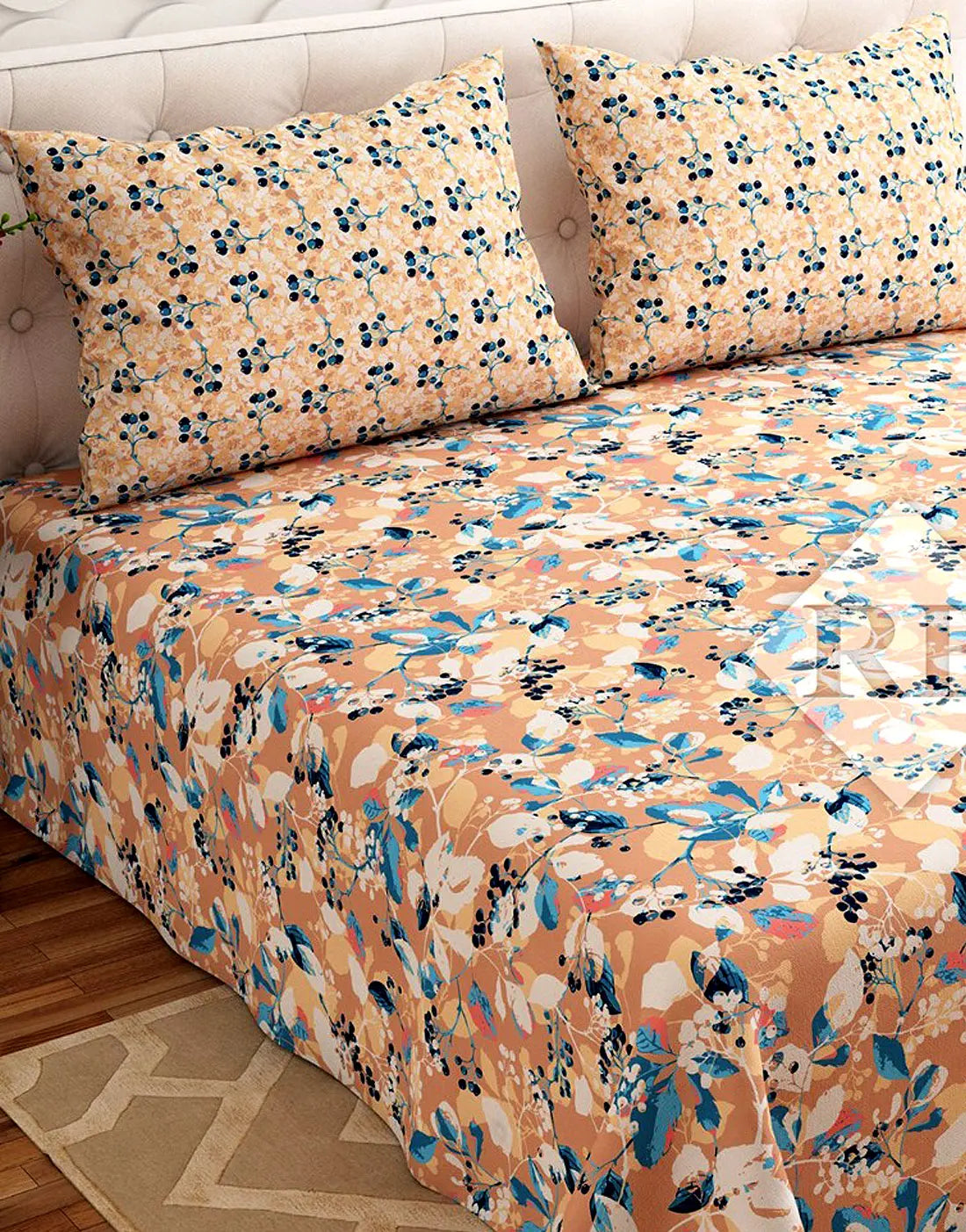 Salonika 3-Piece Mix Cotton King Size Bedsheet with Pillow Covers