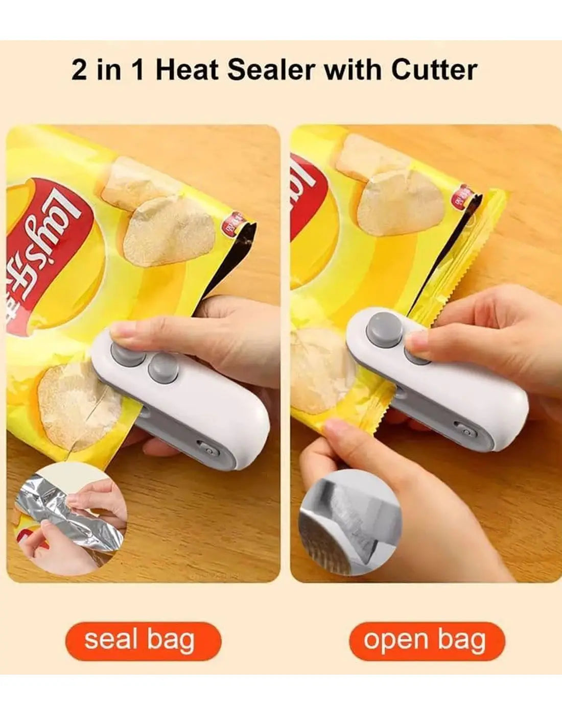 2 in 1 Portable Mini Sealing & Cutting Machine – For Snack & Chip Bags