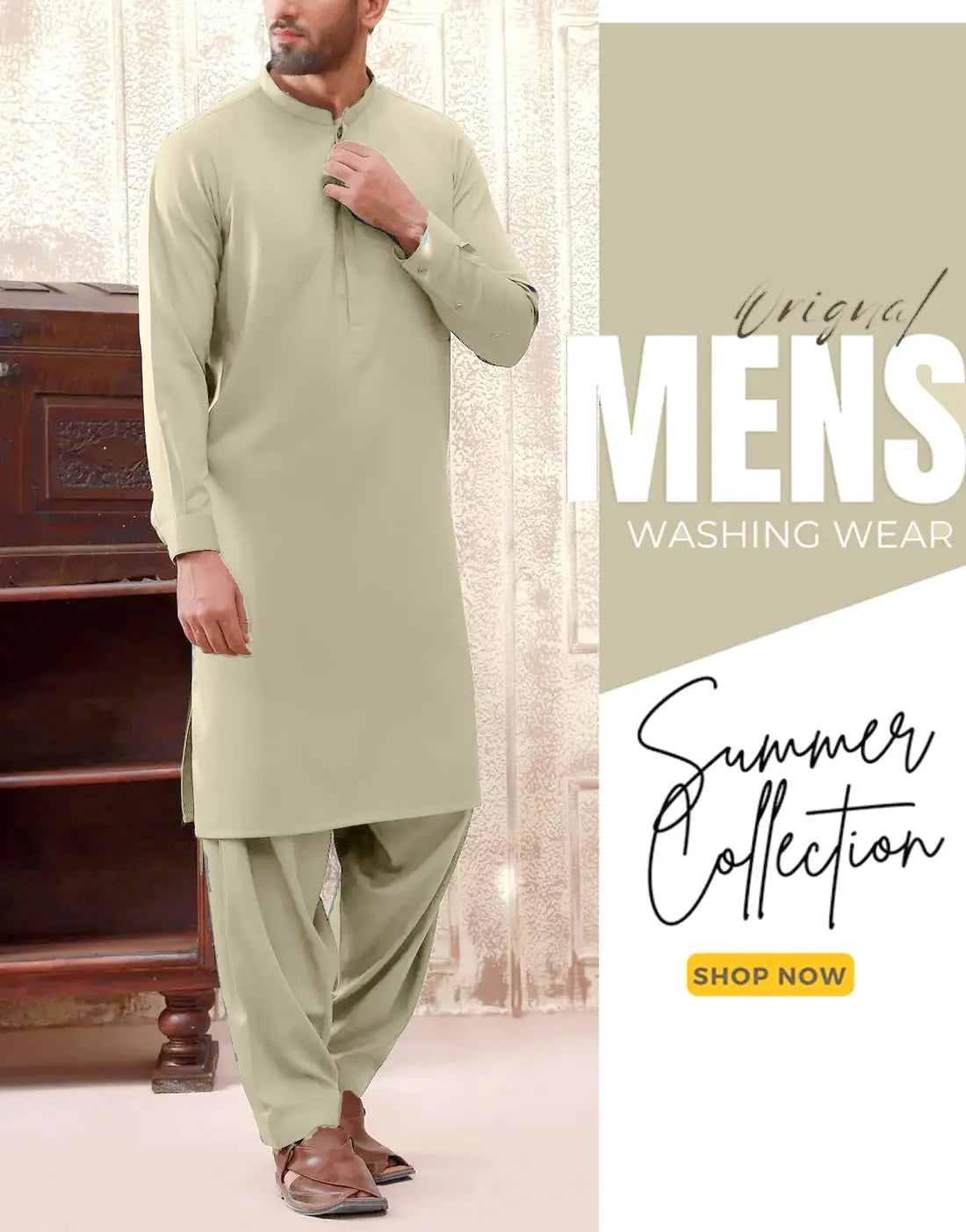 Unstitched Men's Wash n Wear Shalwar Kameez Suit