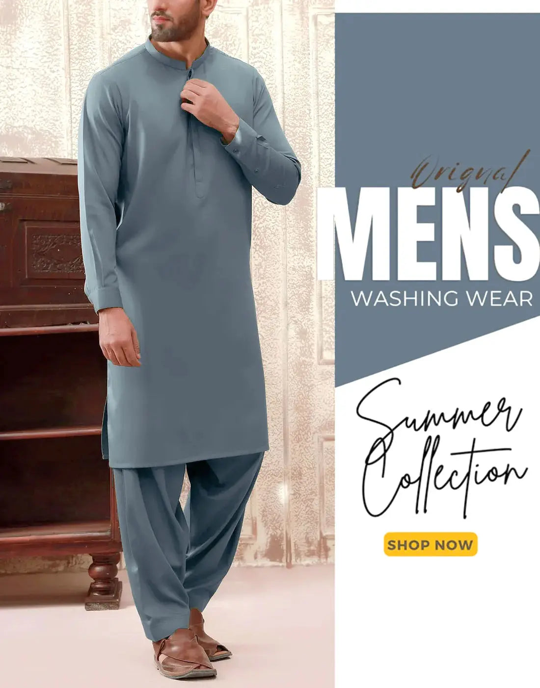 Bundle Pack of 3 Unstitched Men's Wash & Wear Shalwar Kameez Suits - Ideal for Gifting on EID & Ramadan