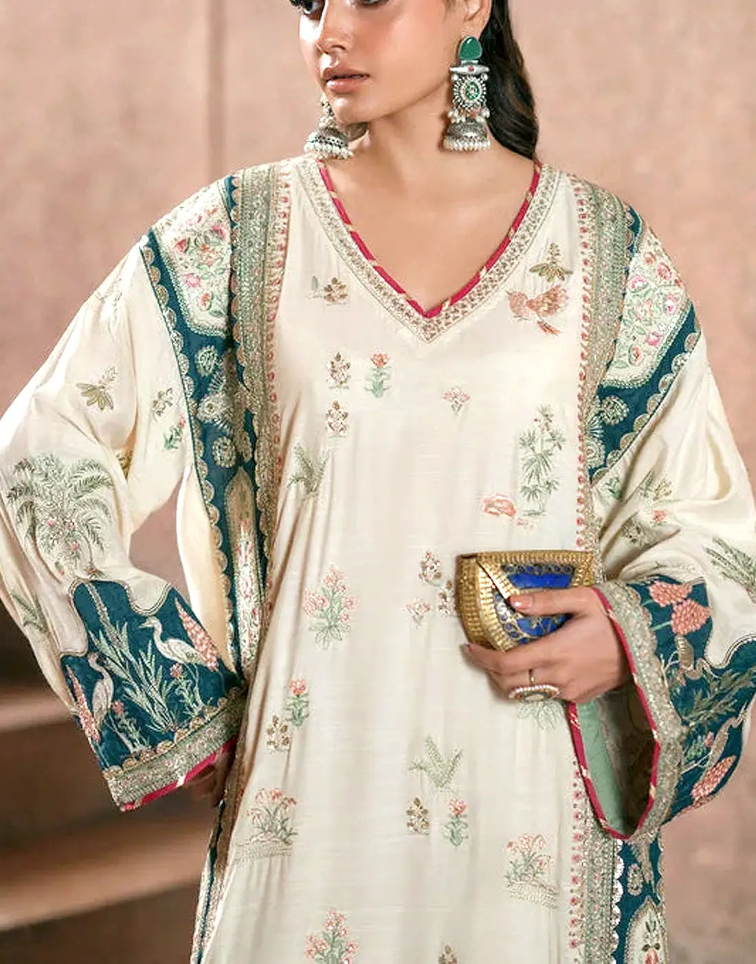 Trendy Embroidered Off‑White Silk Modern Kaftan Dress – For Formals & Party Wear 2026