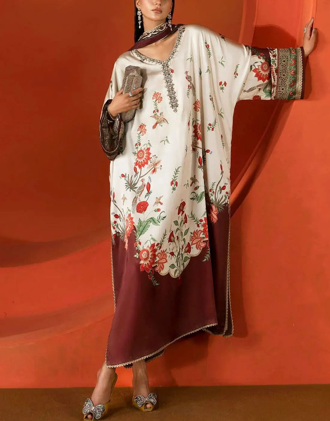 Trendy Embroidered Silk Modern Kaftan Dress – For Formals & Party Wear 2026