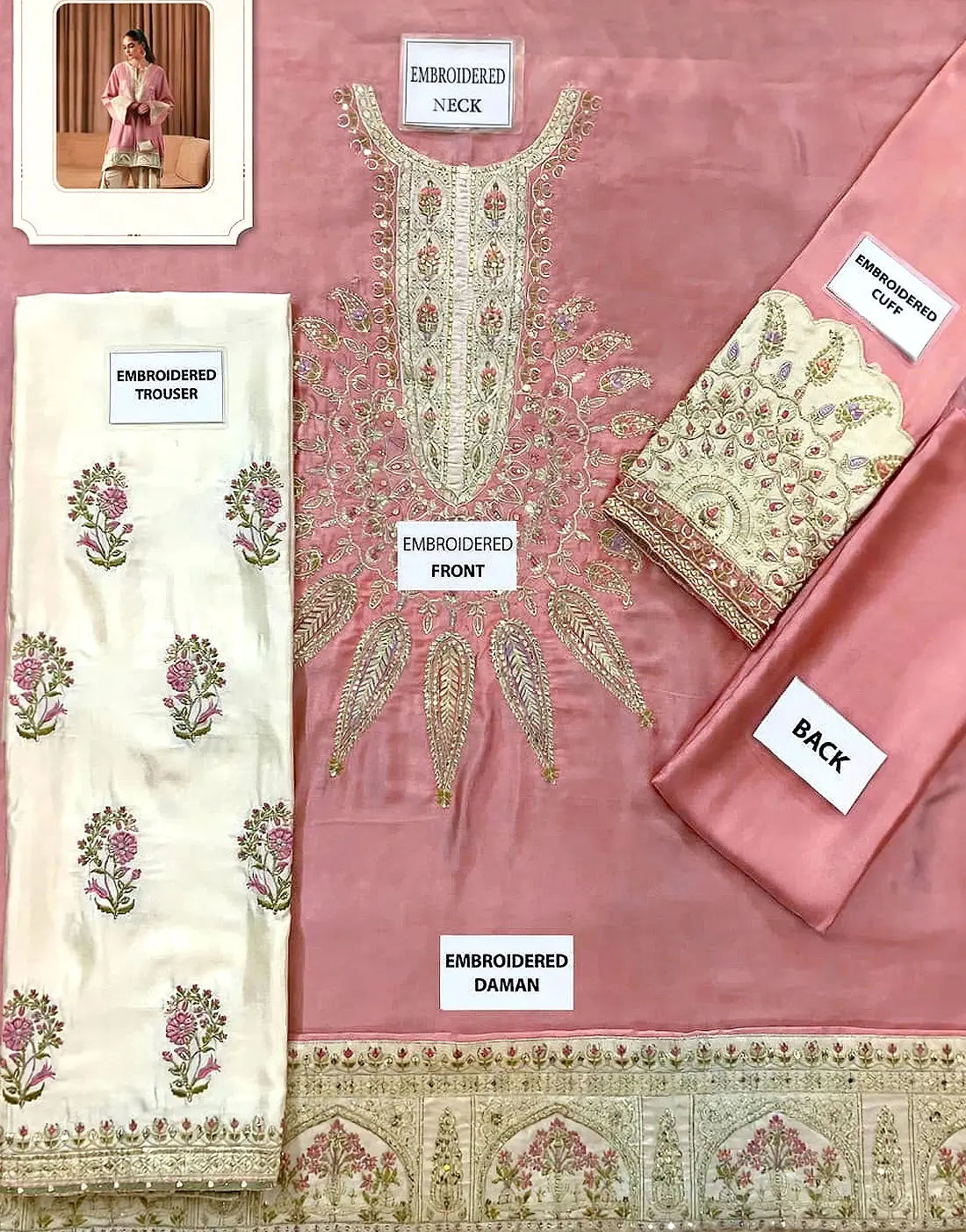 Fancy 2-Piece Embroidered Silk Party Dress for Girls