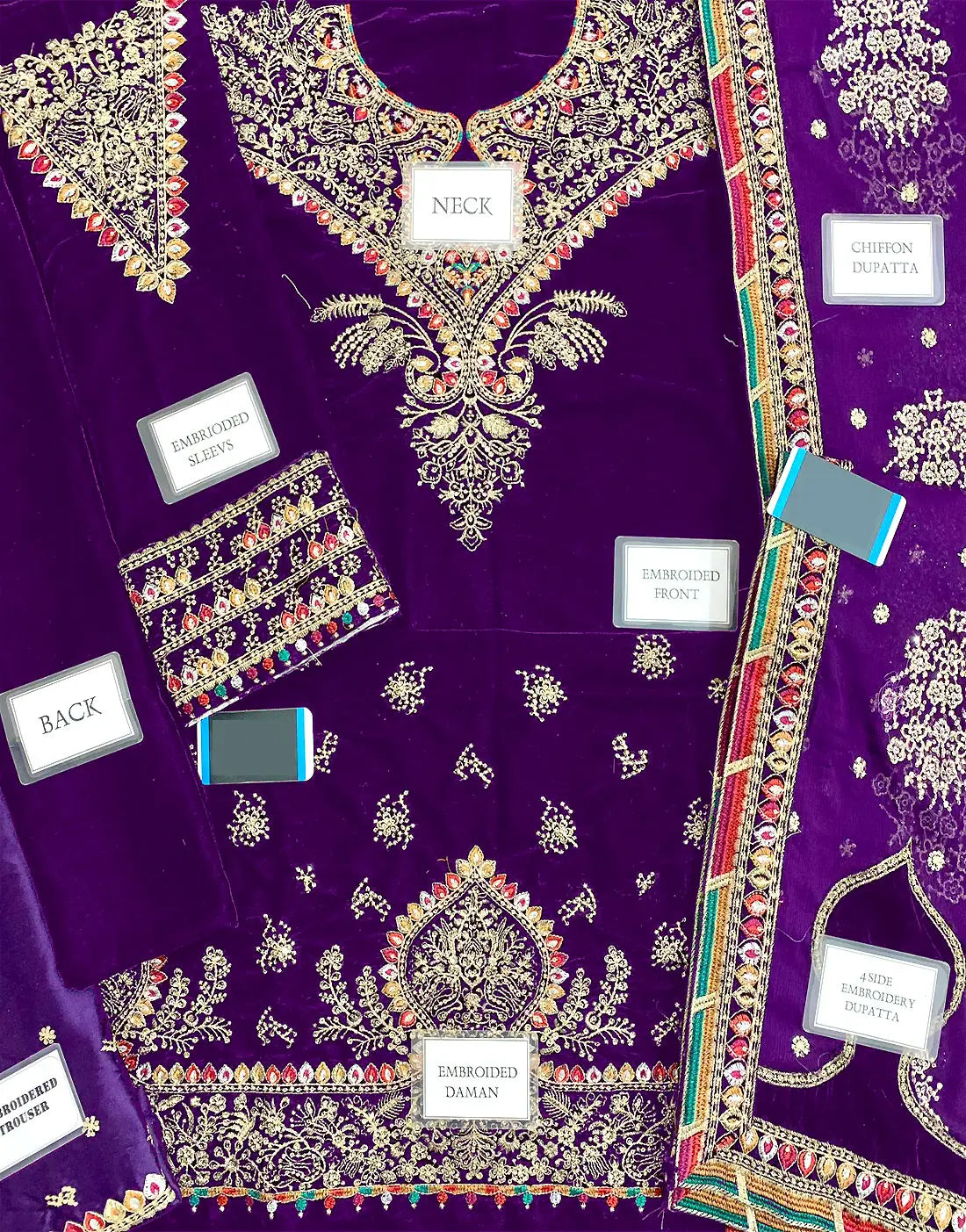 Luxurious Embroidered Deep Purple Velvet Wedding Dress - Perfect for Winter Events