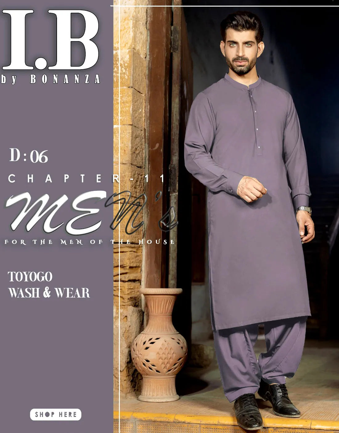 IB Unstitched Wash n Wear Purple Shalwar Kameez for Men β Premium Quality Fabric
