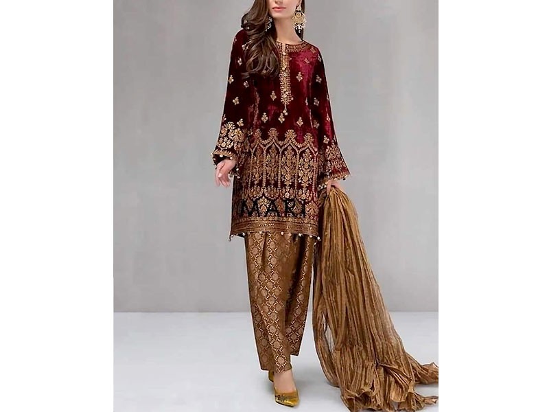 Trendy Pakistani Party Wear Velvet Dresses Designs 2025