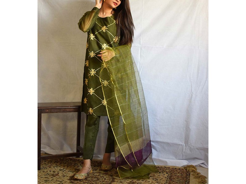 Banarsi Style Masoori Dress with Organza Jacquard Dupatta