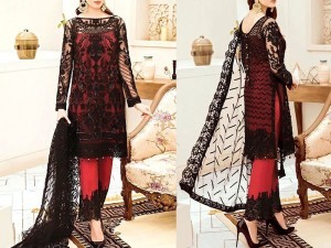 2-Piece Embroidered Fancy Net Party Wear Dress 2024