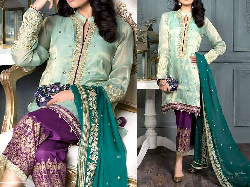 Banarsi Style Masoori Dress with Organza Jacquard Dupatta