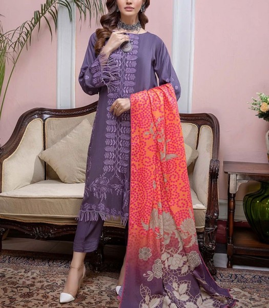 Heavy Embroidered Velvet Party Wear Dress with Jamawar Trouser