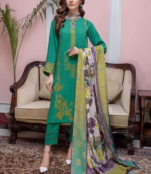 Heavy Embroidered Velvet Party Wear Dress with Jamawar Trouser