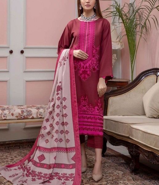 Heavy Embroidered Velvet Party Wear Dress with Jamawar Trouser