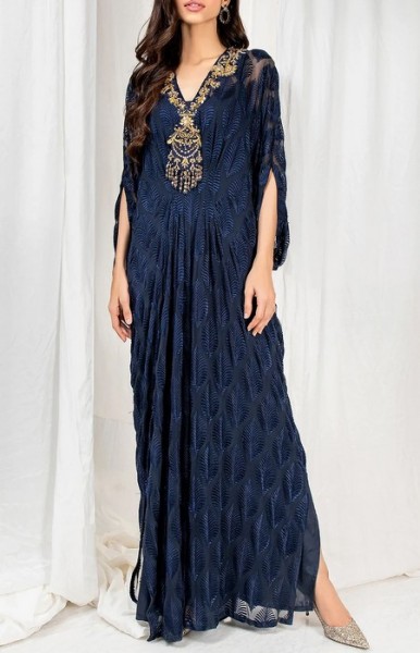 Heavy Embroidered Velvet Party Wear Dress with Jamawar Trouser