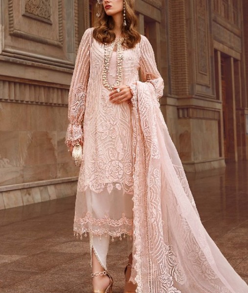 All-Over Print Embroidered Lawn Dress 2024 with Chiffon Dupatta