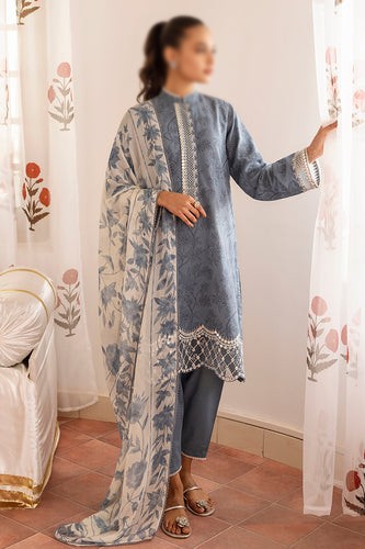 All-Over Print Embroidered Lawn Dress 2024 with Chiffon Dupatta