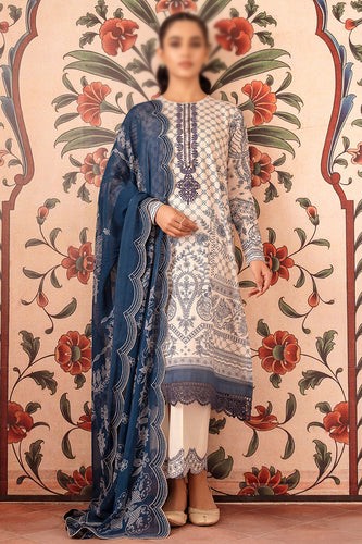 All-Over Print Embroidered Lawn Dress 2024 with Chiffon Dupatta