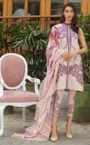 All-Over Print Embroidered Lawn Dress 2024 with Chiffon Dupatta