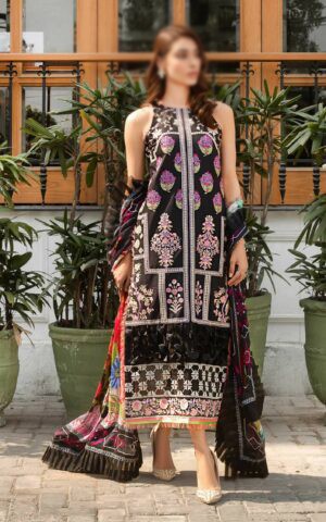 All-Over Print Embroidered Lawn Dress 2024 with Chiffon Dupatta