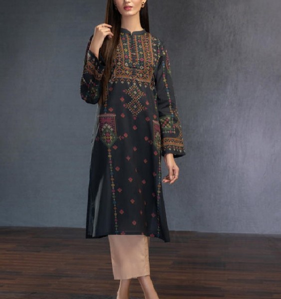 All-Over Print Embroidered Lawn Dress 2024 with Chiffon Dupatta