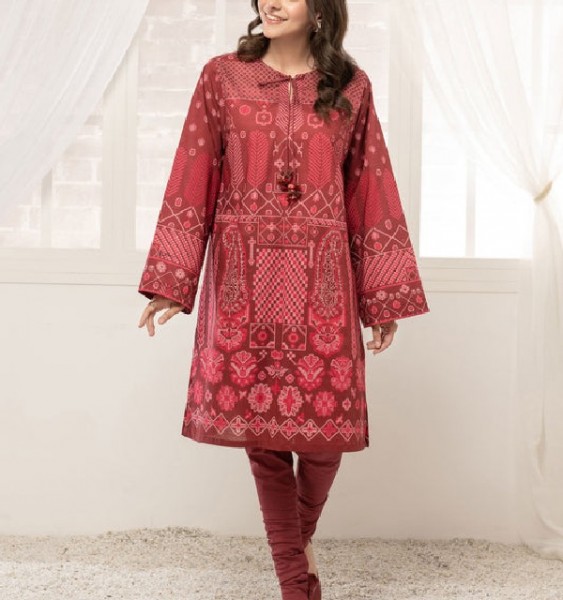 All-Over Print Embroidered Lawn Dress 2024 with Chiffon Dupatta