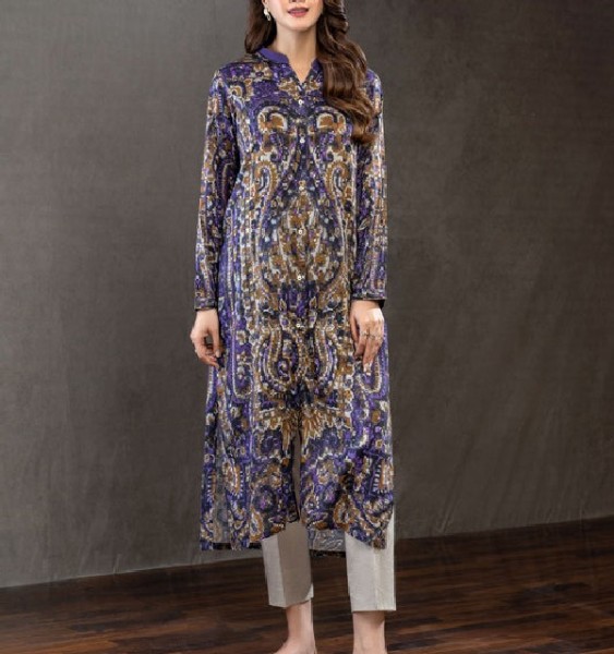 All-Over Print Embroidered Lawn Dress 2024 with Chiffon Dupatta