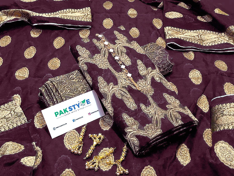 Glittering Lorex Weaved Cotton Jacquard Party Wear Dress Price in Pakistan