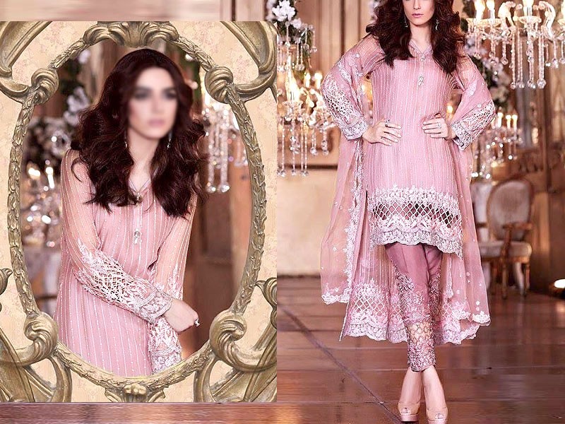 Elegant Embroidered  White Chiffon Party Dress Price in Pakistan