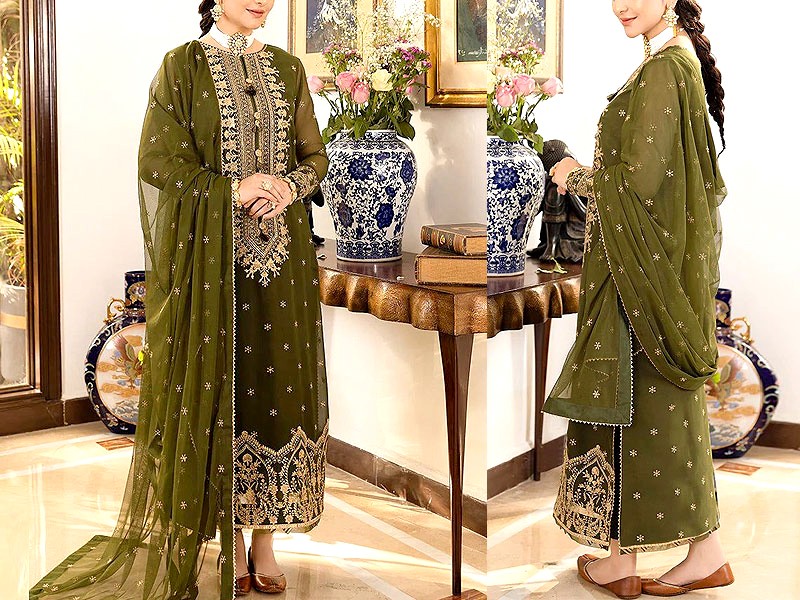 Embroidered Chiffon Bridal Lehenga Price in Pakistan