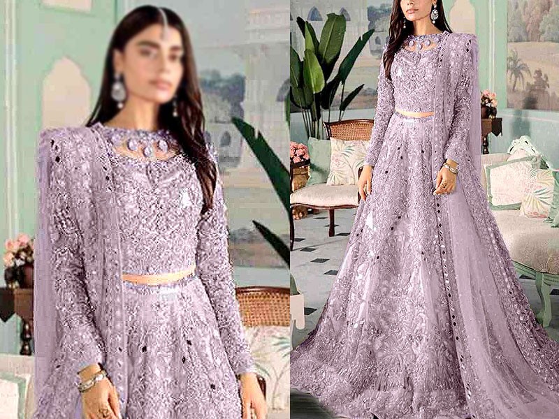 4 Piece Semi Stitched Embroidered Chiffon Suit Price in Pakistan