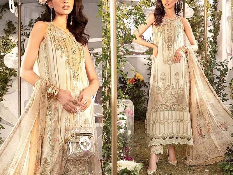 Embroidered EID Lawn Suit 2024 with Printed Chiffon Dupatta Price in Pakistan