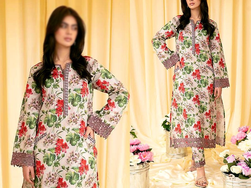 Digital All-Over Print Embroidered Lawn Suit 2024 with Silk Dupatta Price in Pakistan