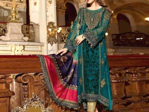 Heavy Embroidered Chiffon Suit with Digital Print Silk Dupatta Price in Pakistan