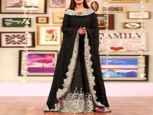 Luxury Embroidered & Mirror Work Black Chiffon Dress Price in Pakistan